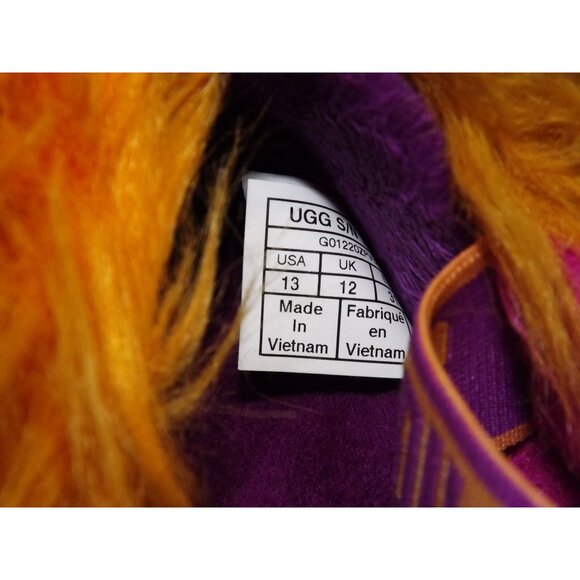 UGG Girls Fluffy Oh Yeah Fuzzy Slippers Size 13 Purple Yellow Faux Fur - Picture 4 of 8